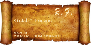Riskó Ferenc névjegykártya